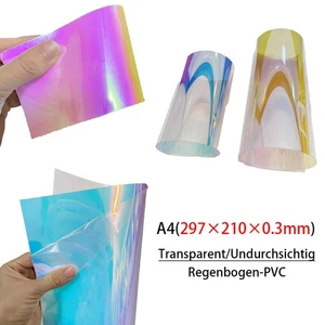 PVC Holografische Regenbogen A4 Dünne Platte Farbige Kunststofffolie - Picture 1 of 10