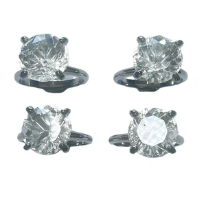 Napkin Ring Holder Set Four Silver Tone Big Clear Stone Engagement Wedding READ - Picture 1 of 15