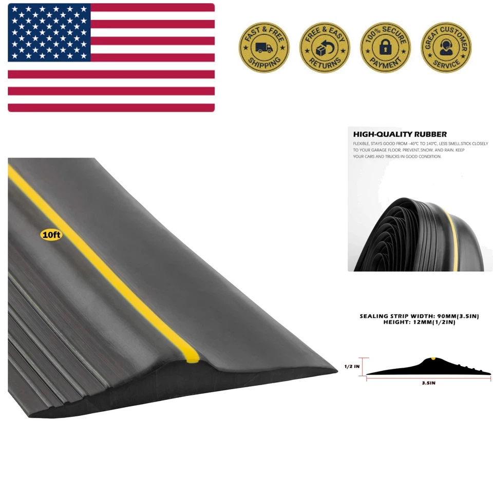 Papillon Garage Door Bottom Seal Strip Weatherproof EPDM 10 Feet Black