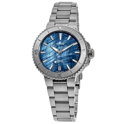 Nuevo Reloj Oris Aquis Fecha Azul Madre de Unisex 01 733 7770 4155-07 8 18 05P Foto 1 de 3
