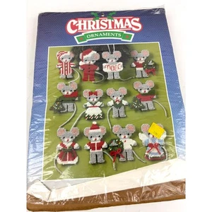 VTG Good Shepherd Christmas Ornaments Plastic Canvas Kit Holiday Mice - Picture 1 of 5