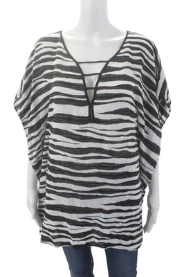 Vix Paula Hermanny Women's V-Neck Sleeveless Blouse Black Striped Size S - Image 1 of 4