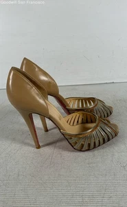 Christian Louboutin Silver Beige Leather Stiletto D'Orsay Womens Heels Size 40 - Picture 1 of 7