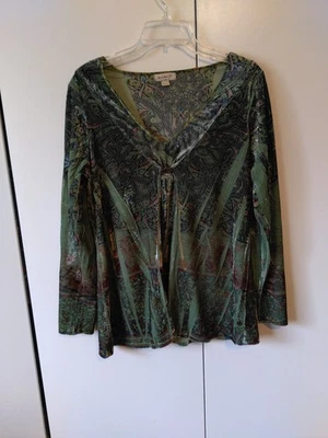 Womens Velvet Fairy Grunge  Whimsigoth Dark Cottage Feminine Top Size L  Stretch - Image 1 of 4