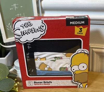Paquete de 3 calzoncillos boxer brevemente declarados con bolsa para moscas Los Simpson talla mediana nuevos Foto 1 de 4