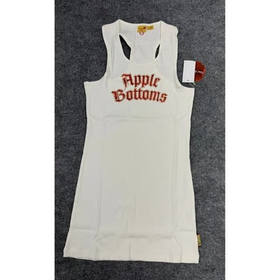 Apple Bottoms 复古罗纹针织迷你连衣裙水钻标志赛车白色 L 码 — 第 1/4 张图片
