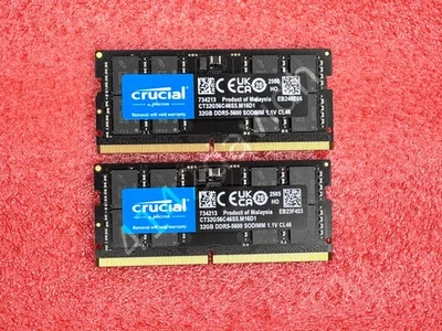 Computadora portátil Crucial 64 GB 2X32 GB DDR5 5600 MHZ PC5-44800 SODIMM memoria RAM Foto 1 de 3