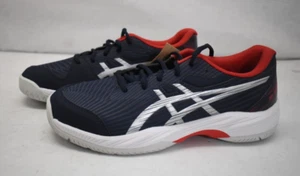 Asics Gel Game 9 Junior Tennis Shoes Navy Silver Red White Sneakers Size 6.5 - Picture 1 of 9
