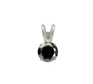 14K Gold GRA Certified D-VVS1 Round Black Moissanite Pendant - Picture 1 of 7