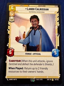 Star Wars Unlimited Spark of Rebellion Lando Calrissian Rare Card - Picture 1 of 2