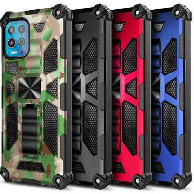 Case For Motorola Moto G100 Full Body Built-in Kickstand With Tempered Glass - Image 1 of 4