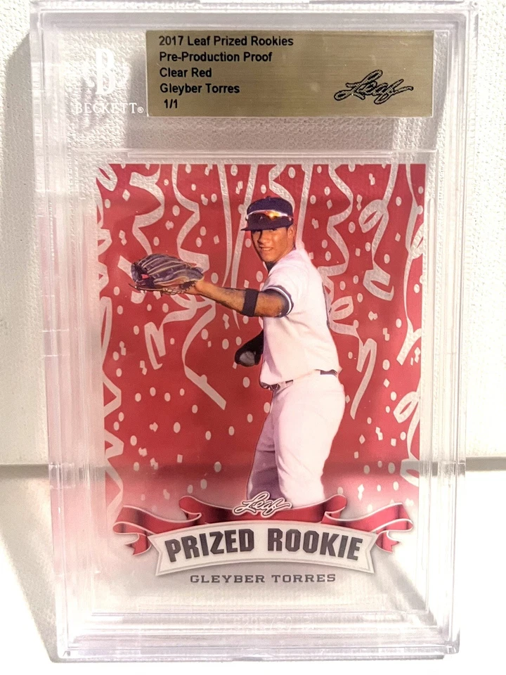 Leaf Prized Rookie 1/1 Gleyber Torres 2017 rojo claro prueba sin circular Foto 1 de 2