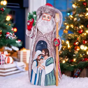 Holz handgeschnitzt Weihnachtsmann Figur 10", Krippe Weihnachten Wohndeko - Bild 1 von 16