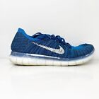 Nike Boys Free RN Flyknit 834362 Blue Running Shoes Sneakers Size 6.5Y