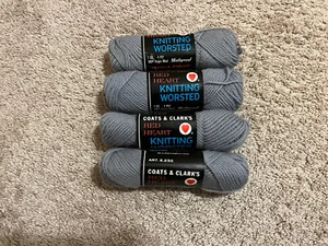 Coats & Clark Red Heart Knitting 4 Ply Worsted Wool Yarn 4 Skeins Pearl Grey - Picture 1 of 4