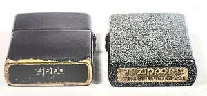 2 Vtg ZIPPO J 13 Charcoal Grey/Black Stone Look Design And Solid Black Lighter - Picture 1 of 17