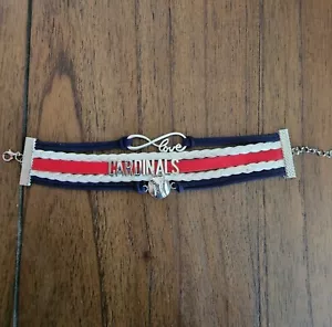 Love Cardinals Baseball Bracelet 5 Strand Red, White, Blue Adjustable Brand New - Picture 1 of 7