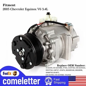AC A/C Compressor with Cluth 3-7/8"For 2005 Chevrolet Equinox V6 3.4L CO 21193AC - Picture 1 of 12