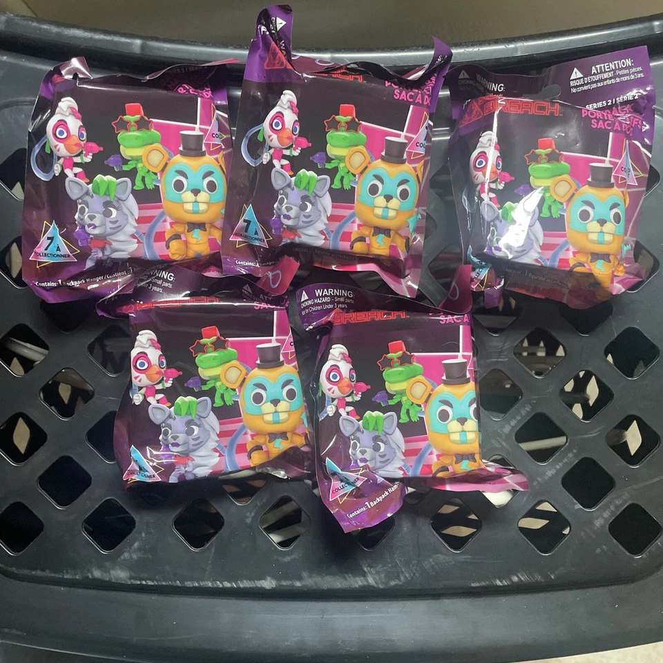FIVE (5) Five Nights at Freddy's Security Breach Backpack Hangers Blind Bags - Image 1 of 2