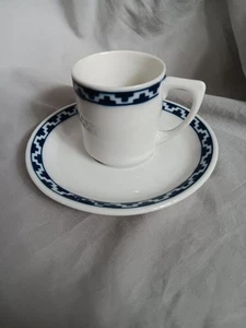 Hutschenreuther Jugendstil Mokkatasse Ella weiß blaues grafisches Dekor - Picture 1 of 5