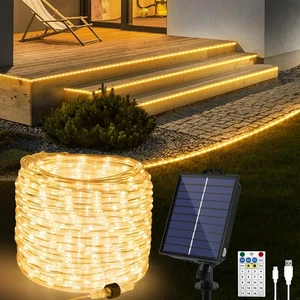 Luces de cuerda solar LED 50 pies 600, carga USB, 20 modos de iluminación, regulable Ti... - Imagen 1 de 8