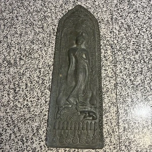 Antica targa votiva buddista tailandese. 14,5 x 4,75 pollici - Foto 1 di 9