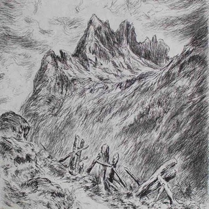 Hans Dietmann Arolla Wallis Berglandschaft zeitgenössisch Radierung auf Japan - Picture 1 of 4