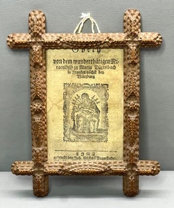 Antique German Victorian Tramp Art Wood Portrait Frame Hand Carved - Picture 1 of 6