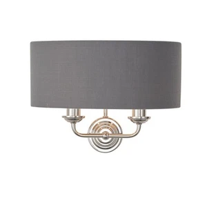Wall Light Silver Highclere 2 Bright Nickel Charcoal Grey Endon 94406 - Picture 1 of 9