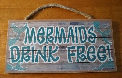 海滩提基酒吧装饰标志美人鱼饮料免费木板热带家居装饰新品 — 第 1/3 张图片
