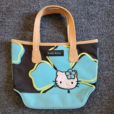 Mini bolso de hombro vintage Sanrio Hello Kitty hibisco azul lindo 2003 Foto 1 de 4