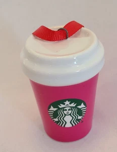 Starbucks Hot Pink Mini Tumbler Ceramic Holiday 2021 Christmas Ornament New - Picture 1 of 1