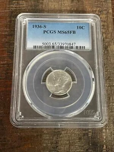 1936-S 10C Mercury Dime ~ PCGS MS65 FB - Picture 1 of 4