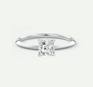 5/8 Ct Princess Cut E/VVS Lab Created Grown Diamond Solitaire Ring 950 Platinum - Picture 1 of 1