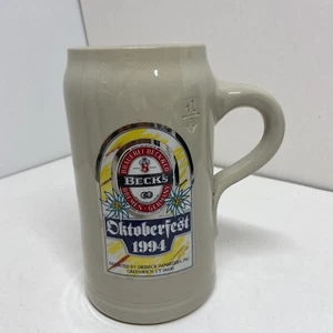 BECK’S BEER~1994~Bremen Germany~ OKTOBER FEST~ 1L Glazed/Kilned Clay Beer Stein! - Picture 1 of 6
