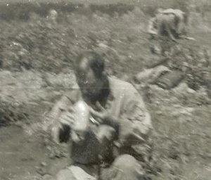 Vintage  Real Photo Noumea New Caledonia Military man soldier drinking  canteen  - Picture 1 of 2
