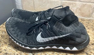Nike Free Run 3.0 Flyknit Running Shoes Mens Size 8 Black White 636232-010 - Picture 1 of 9