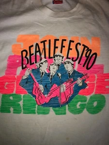AWESOME VINTAGE Distressed Beatles "BEATLEFEST 1990" Size LARGE  Preowned  - Picture 1 of 4