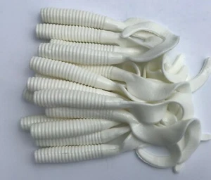 8" CURL TAIL GRUB,STRIPED BASS,BLUES,COD,FLUKE,PIKE,MUSKY, White (15) - Picture 1 of 2