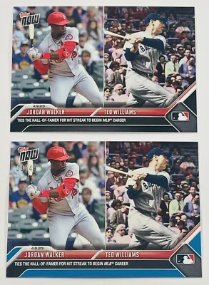 Jordan Walker + Ted Williams 2023 Topps Now Blue Parallel #3/49 + Base Card  - Image 1 of 3