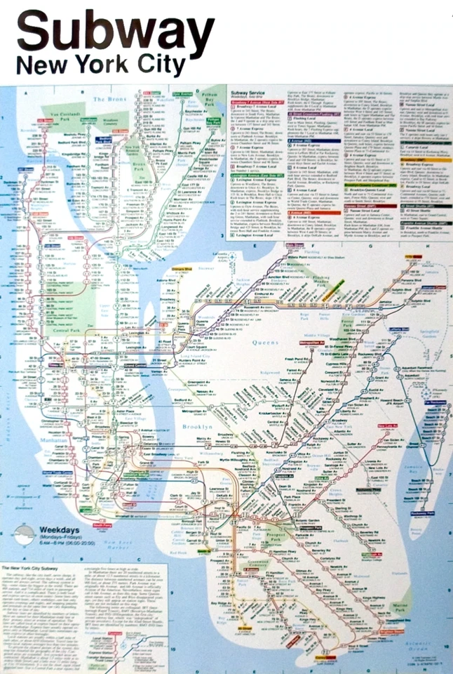 JOHN TAURANAC New York Subway Map 36" x 24" Poster Contemporary Multicolor, Blue - Image 1 of 1