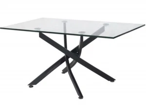 Modern Glass coffee table. Large glass table with black legs - Picture 1 of 2