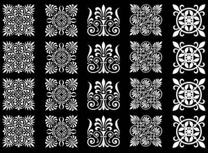 Ornate Squares 20 pcs 1 Inch White Fused Glass Decals - Picture 1 of 2