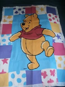 Disney Beacon Winnie Pooh coperta vintage finto patchwork acrilico anni 90 HTF NOS - Foto 1 di 5