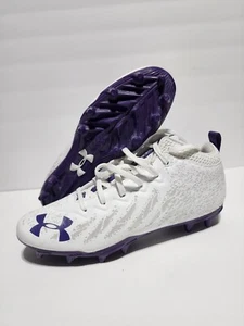 Under Armour Spotlight Football Cleats 4D Foam White Purple 3023963-103 Men 8.5 - Picture 1 of 10