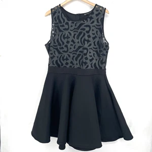 Fashion To Figure Dress Size 2X Sleeveless See Through Mesh Bodice Flare Black - Picture 1 of 7