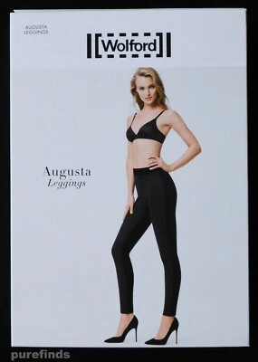 WOLFORD AUGUSTA BLACK LEGGINGS SIZE 34 UK 6 VELOUR FRONT NWT - Image 1 of 4