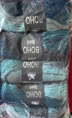 CYGNET, BOHO SPIRIT 5 x 100 gm Balls Cygnet Boho Spirit Shaded Yarn # 6334 Sapphire Acrylic Aran