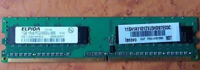 Barrette Mémoire ELPIDA  1GB 1Rx8 PC2-6400U-666 - Image 1 of 2