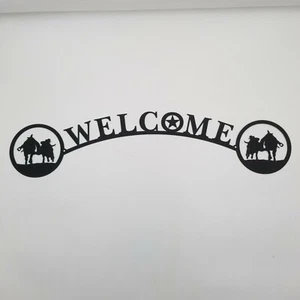 Letrero de bienvenida de caballo corriendo metal albergue cabina decoración del hogar rancho - Imagen 1 de 4